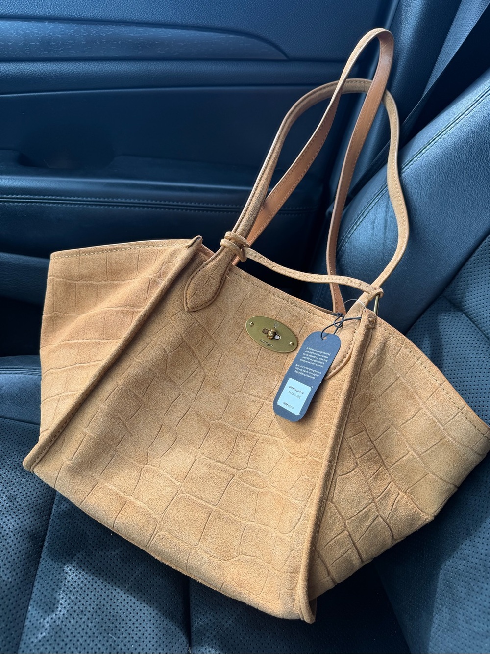 MARGOT BLACK LABEL Suede Phoebe Croc Embossed Medium Tote With Double Handles